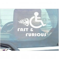 Funny Joke-Fast and Furious-Disabled Car,Van Sticker-Disability Mobility Sign Window Sticker for Truck,Vehicle,Self Adhesive Vinyl Sign Handicapped Logo 